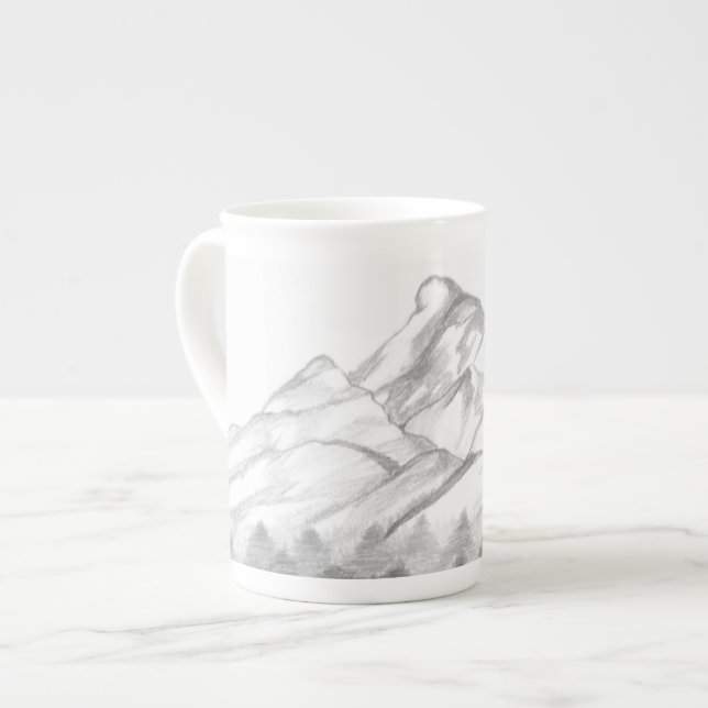 Mountains Sketched in Pencil on Latte Mug (Devant gauche)