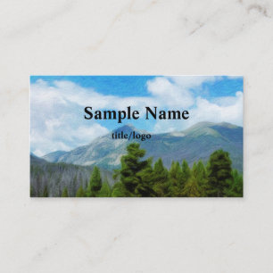 mountains  sky and pine trees Colorado nature art Business Card