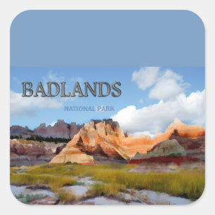 Mountains & Sky in the Badlands National Park Square Sticker