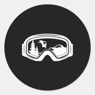 Mountains Snowboard Goggles Cool Snowboarding Snow Classic Round Sticker