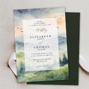 Mountains Sunrise Dream Deckle Frame Wedding Invitation