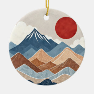 Mountains Sunset Beauty Ceramic Ornament