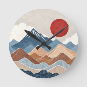 Mountains Sunset Beauty Round Clock