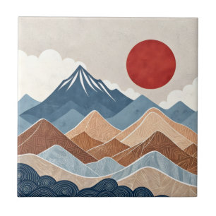 Mountains Sunset Beauty Tile