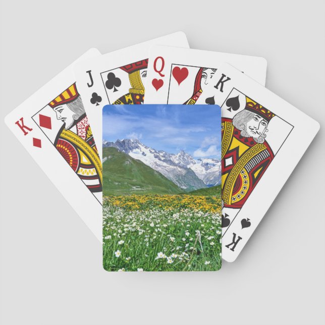 Mountains | Swiss Alps Valley Spring Playing Cards (Back)