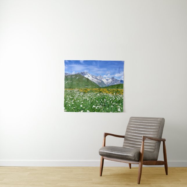 Mountains | Swiss Alps Valley Spring Tapestry (In Situ (Horizontal))