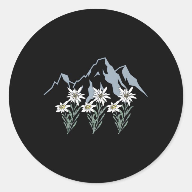 Mountains Switzerland Alps Edelweiss Basket Ale Fl Classic Round Sticker (Front)