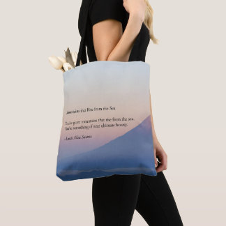 Mountains that Rise from the Sea tote Bag