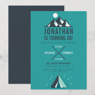 Mountains & Tipi   Modern Camping Birthday Party Invitation