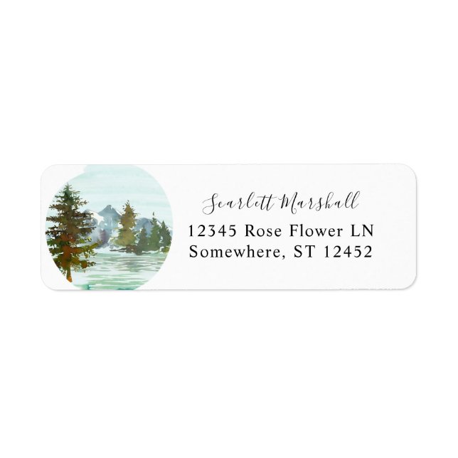 Mountains & Trees Rustic Return Adresse Label (Devant)