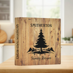 Mountains Trees Rustic Wood Family Recipes Binder