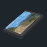 MOUNTAINS TRI-FOLD WALLET<br><div class="desc">A bright,  colourful abstract design of a mountain view,  with blue sky,  rock and trees.</div>