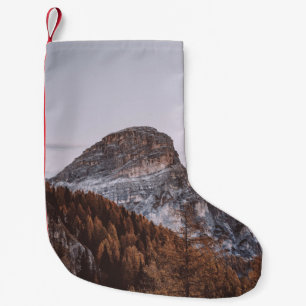 MOUNTAINS UNDER WHITE SKY SMALL CHRISTMAS STOCKING