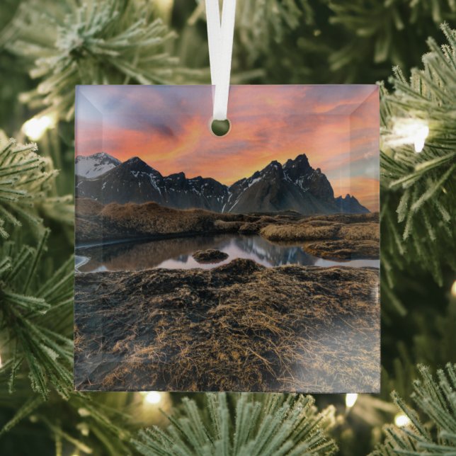 Mountains | Vesturhorn Mountain Iceland Glass Ornament (Insitu)