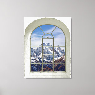 Mountains View Artificial Window Canvas Print