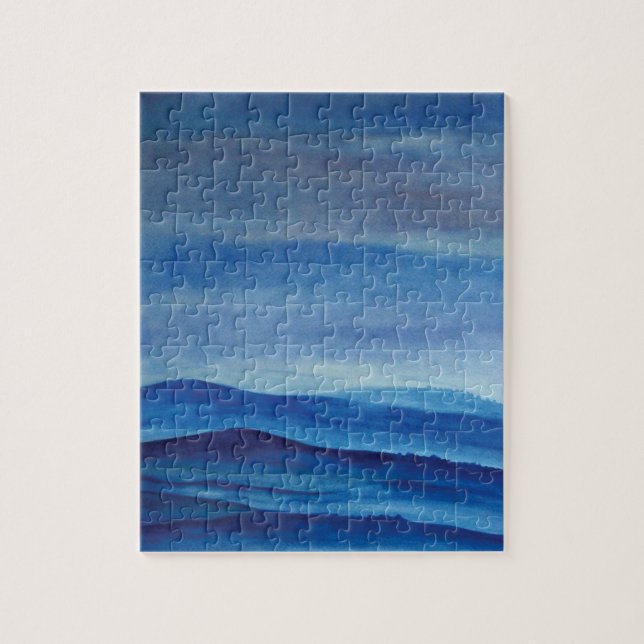 Mountains Watercolor  Photo Puzzle with Gift Box (Vertical)