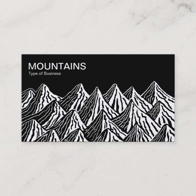 Mountains - White and Black Business Card (Front)