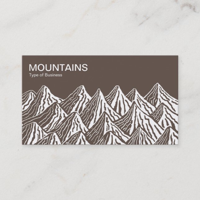Mountains - White and Brown 5e4e44 Business Card (Front)
