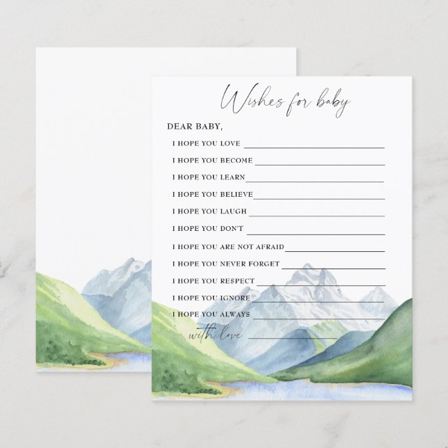 Mountains - wishes for baby game (Front/Back)
