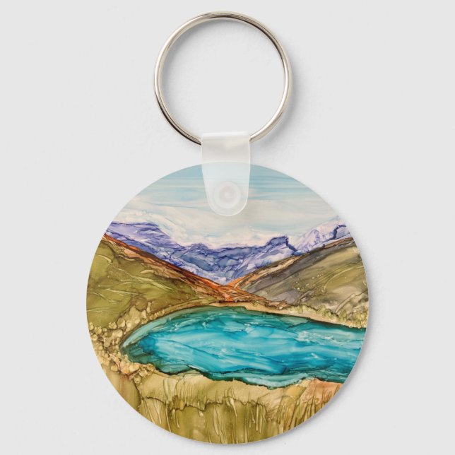 Mountains with lake  keychain (Front)