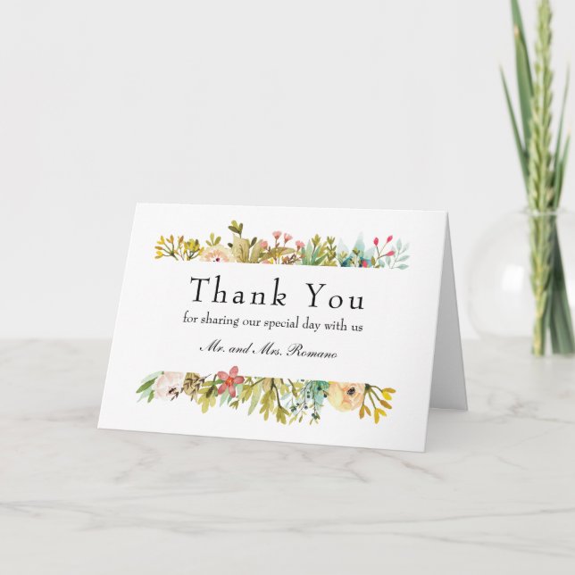 Mountainside Meadow Wildflowers Wedding Thank You Card (Front)