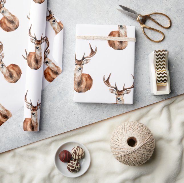 Mounted Deer Head Wildlife Holiday Wrapping Paper (Crafts)
