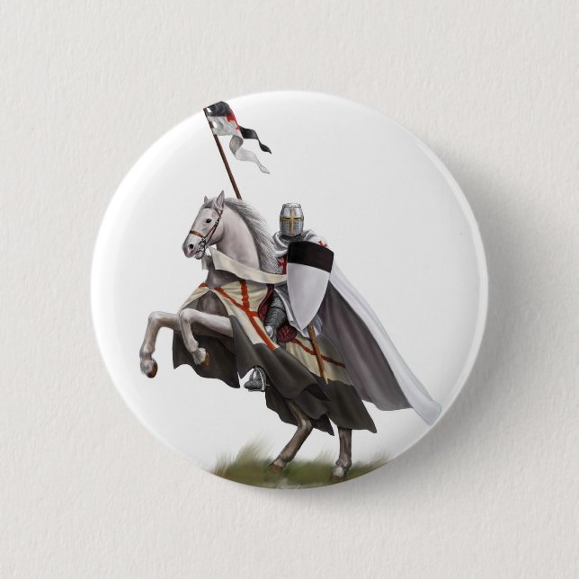 Mounted Knight Templar 2 Inch Round Button (Front)
