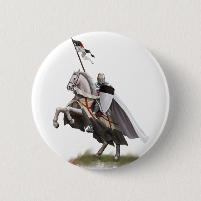 Mounted Knight Templar 2 Inch Round Button (Front)