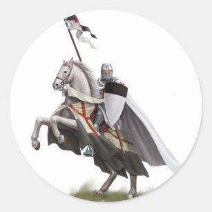 Mounted Knight Templar Classic Round Sticker