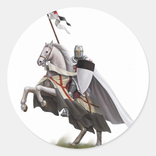 Mounted Knight Templar Classic Round Sticker (Front)