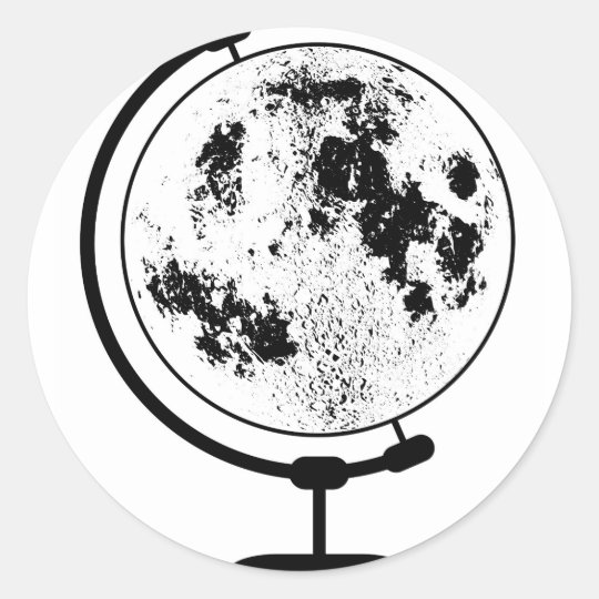 Mounted Lunar Globe On Rotating Swivel Classic Round Sticker