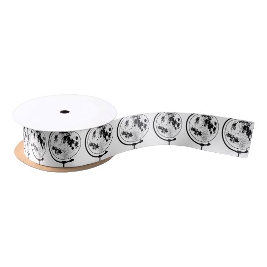 Mounted Lunar Globe On Rotating Swivel Satin Ribbon