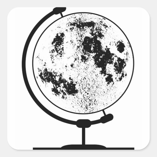 Mounted Lunar Globe On Rotating Swivel Square Sticker
