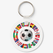 Mounted on a colourful, World Cup-themed keychain