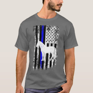 Mounted Patrol Police Horse American Flag  T-Shirt