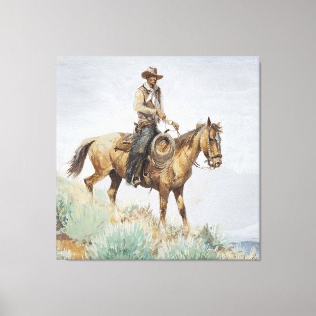 Mounted Rider Western Art by Edward Borein Canvas Print (Front)