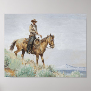 Mounted Rider Western Art by Edward Borein Poster