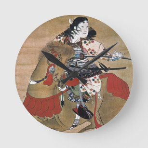 Mounted Samurai Round Clock