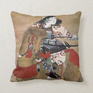 Mounted Samurai Throw Pillow