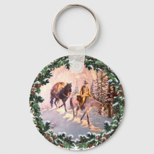 MOUNTIAN MAN & WREATH by SHARON SHARPE Keychain
