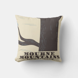 mourne mountains northern ireland travel poster throw pillow