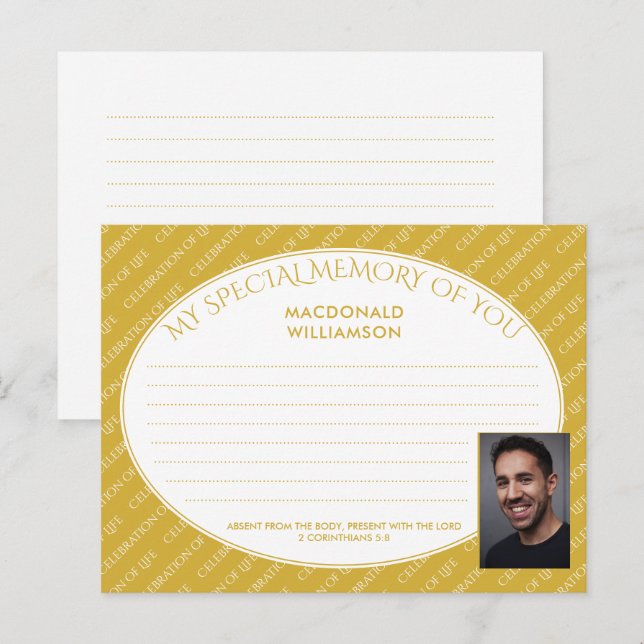 Mourners SPECIAL SHARE MEMORY OF YOU Photo Card (Front/Back)