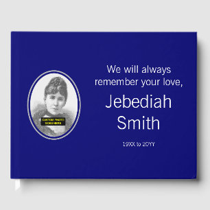 Mournful, Basic Funeral Guestbook; Custom Photo Guest Book