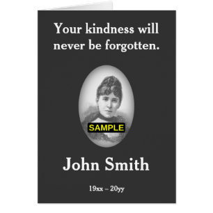 Mournful, Subdued Remembrance Card, With Photo