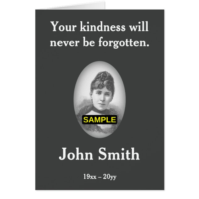 Mournful, Subdued Remembrance Card, With Photo (Front)