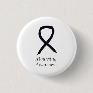 Mourning Awareness Black Ribbon Custom Button Pin