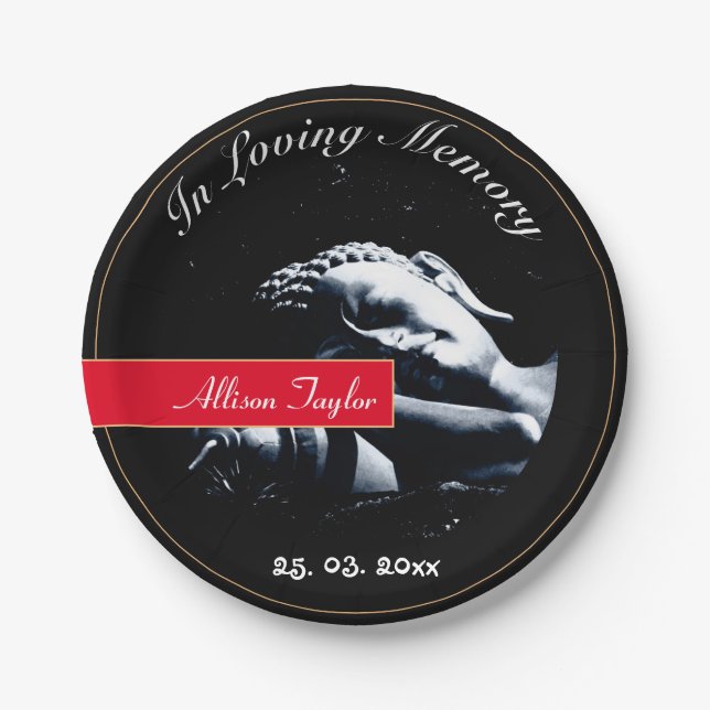 Mourning & Buddha Blessings / Memorial, Funeral Paper Plate (Front)