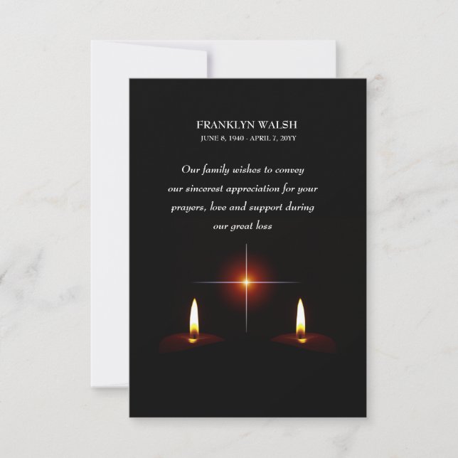 Mourning Candles Sympathy Thank You Card (Front)