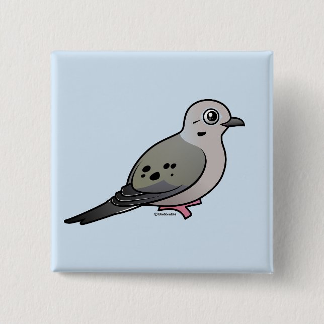 Mourning Dove 2 Inch Square Button (Front)