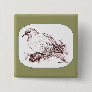 Mourning Dove Baby 2 Inch Square Button